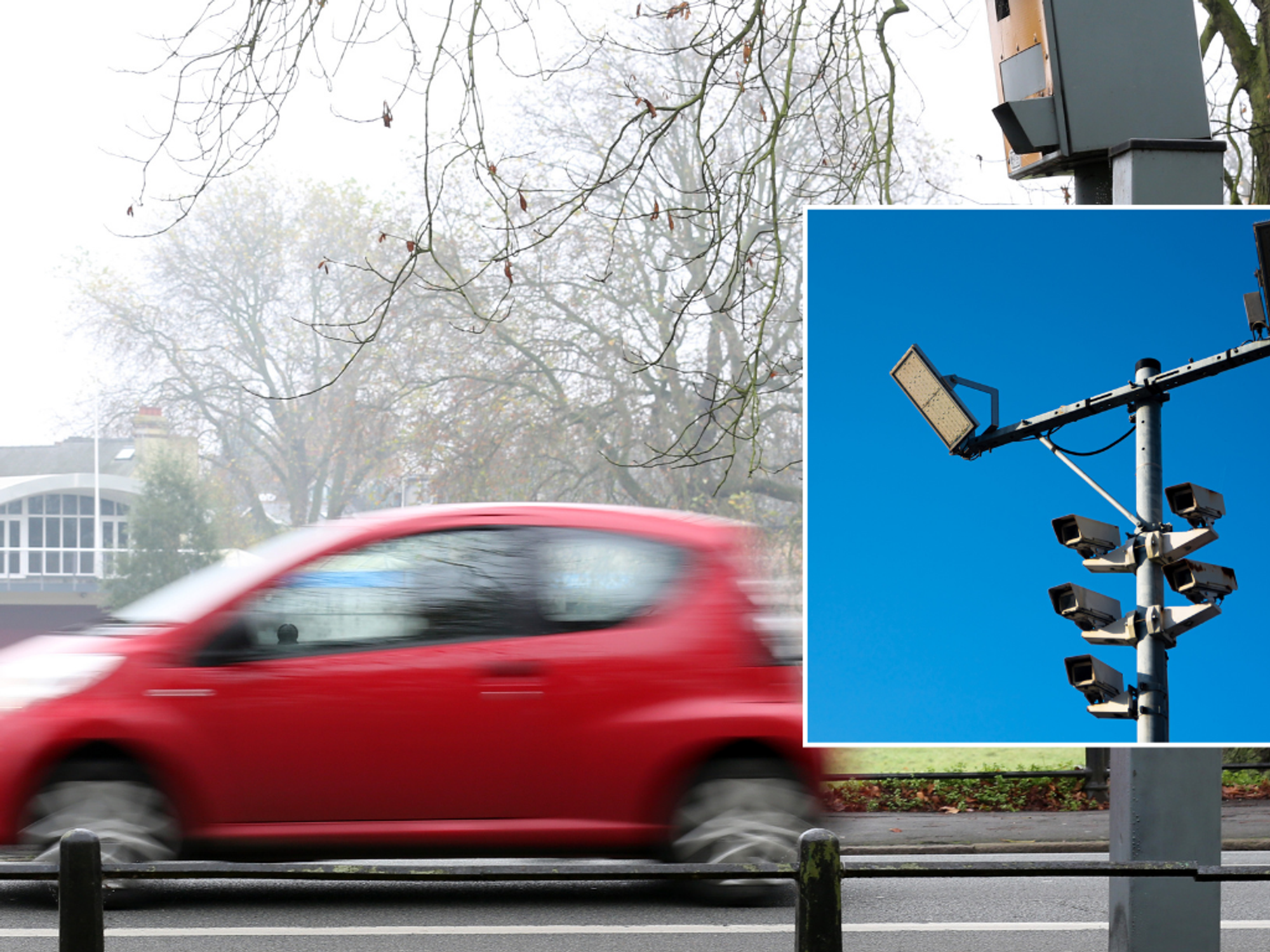 Car on road and noise camera