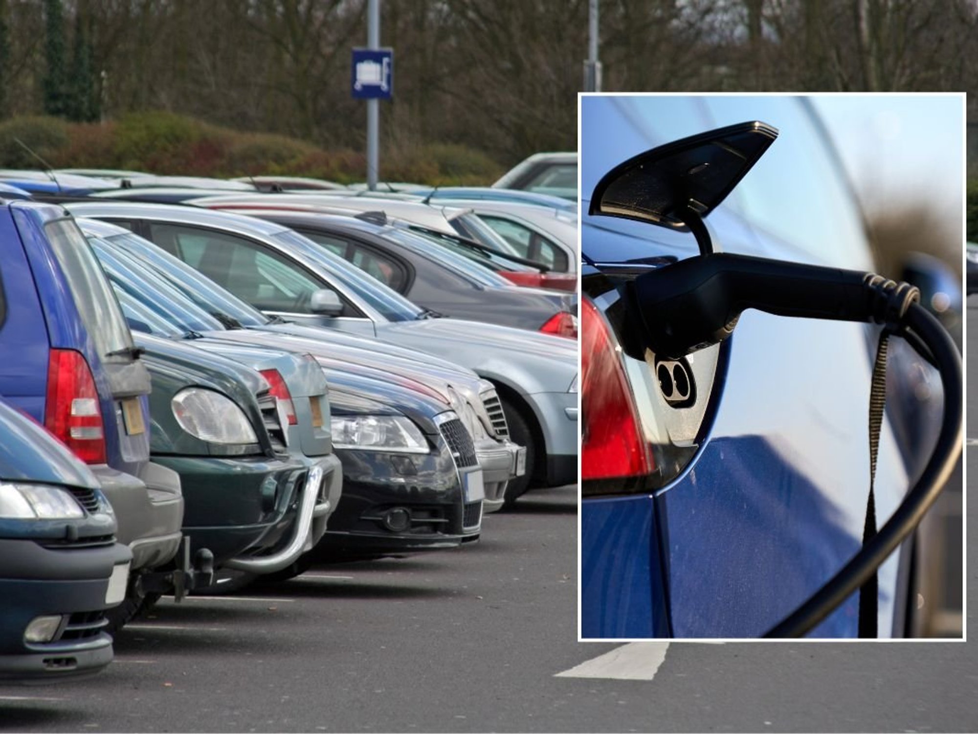 Car park and an EV charger