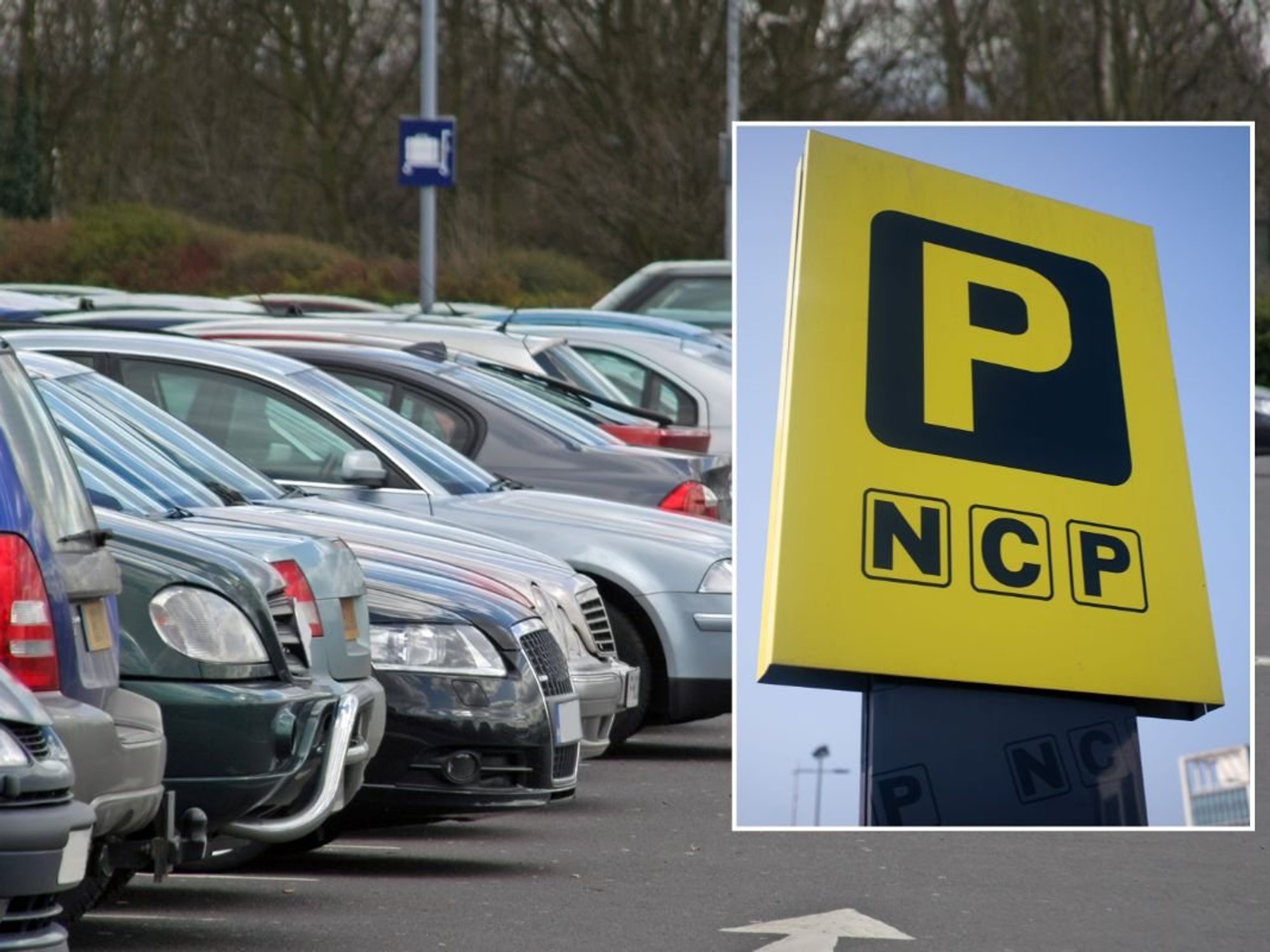 Car park and an NCP parking sign