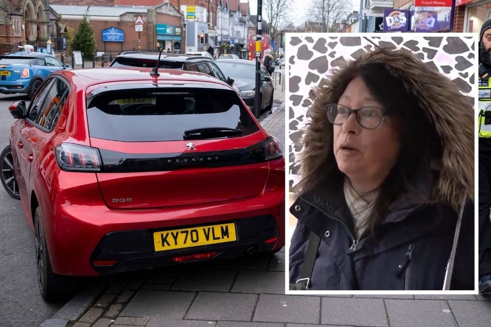 Car parked on pavement and a concerned resident