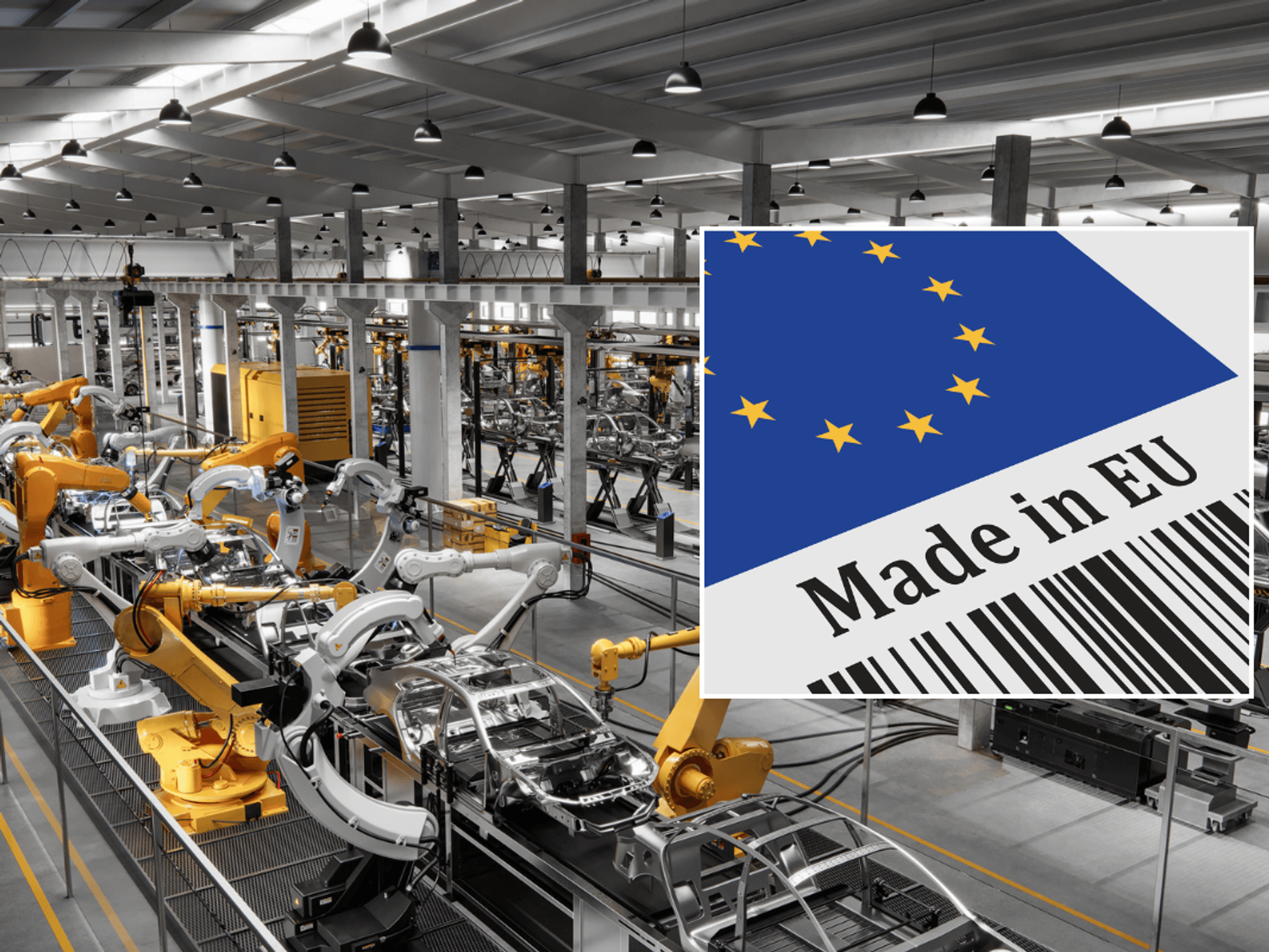 Car production and Made in EU sign