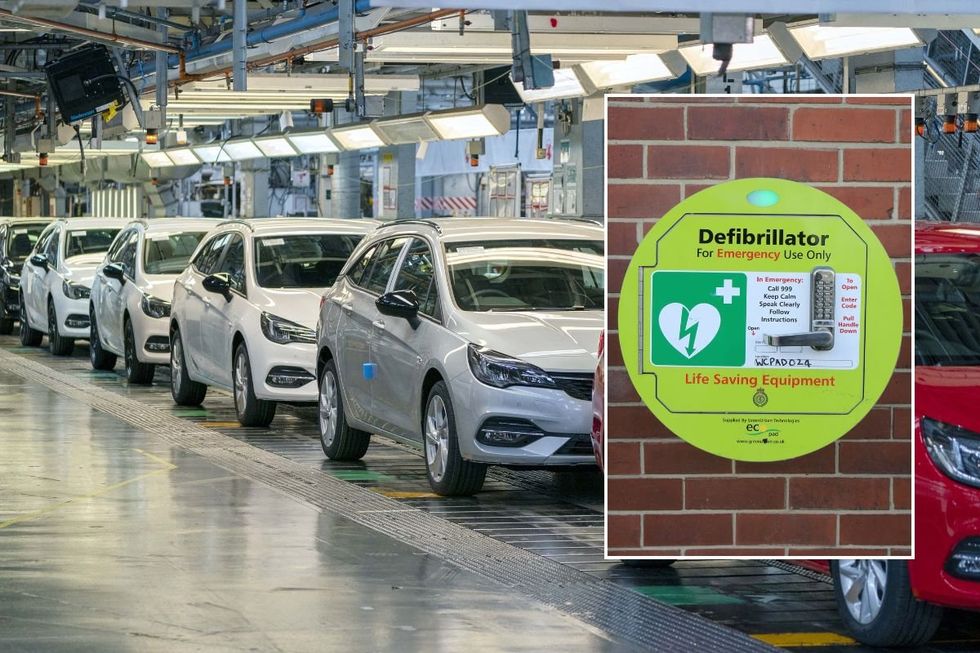 Car production factory and a defibrillator