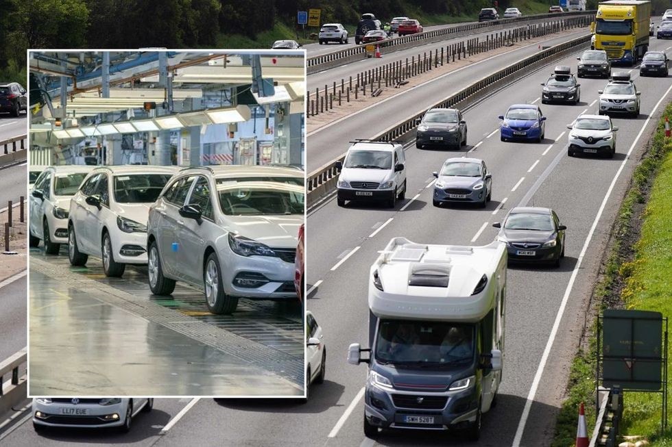 Car production line and a busy motorway