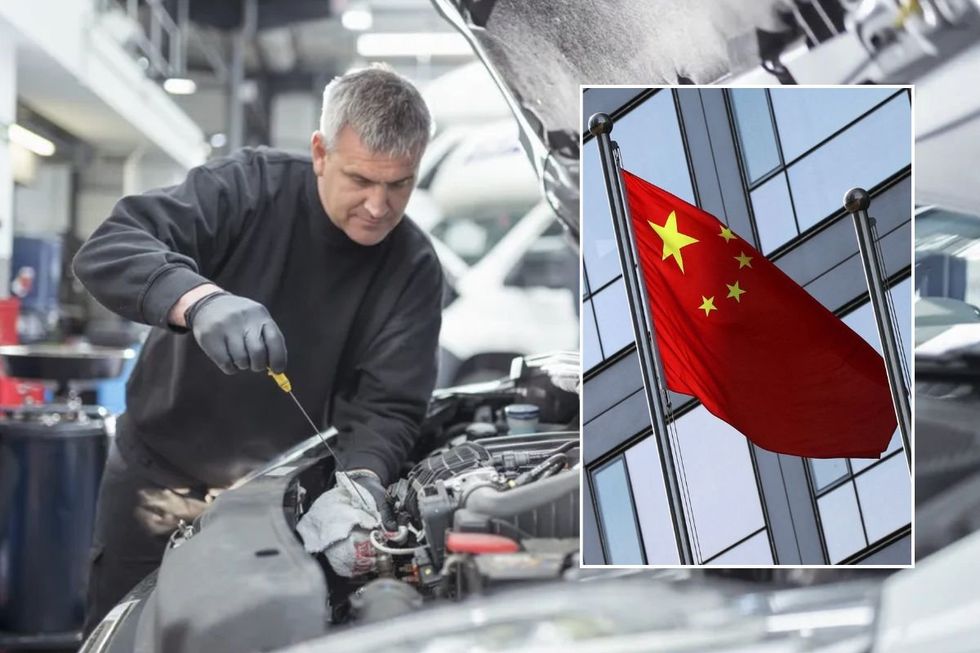Car repair and Chinese flag