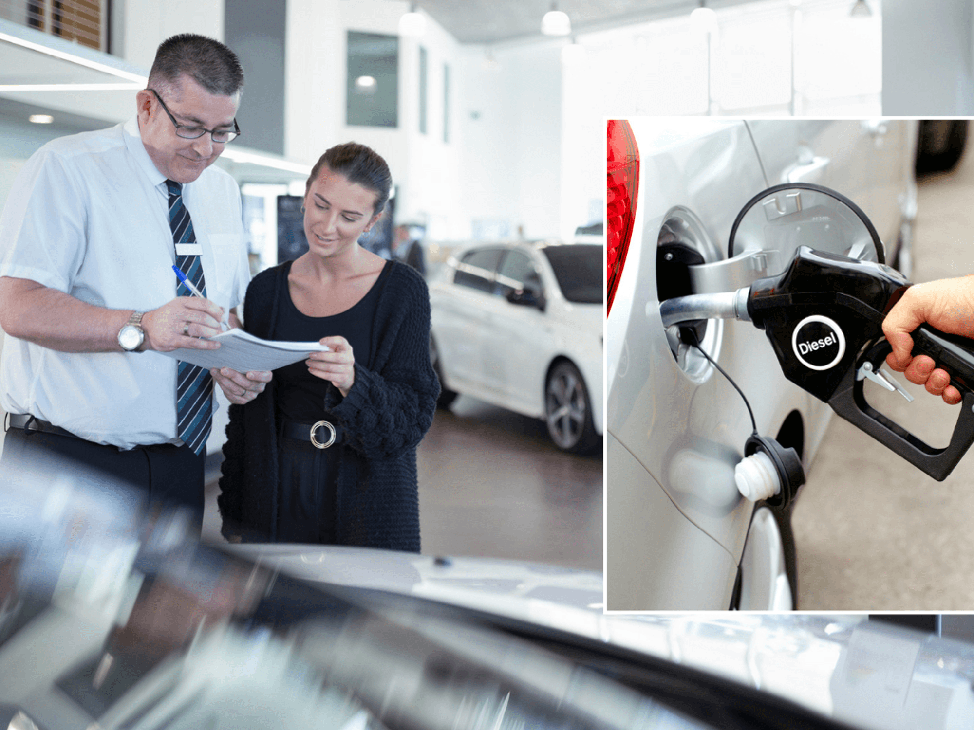 Car sale and diesel pump