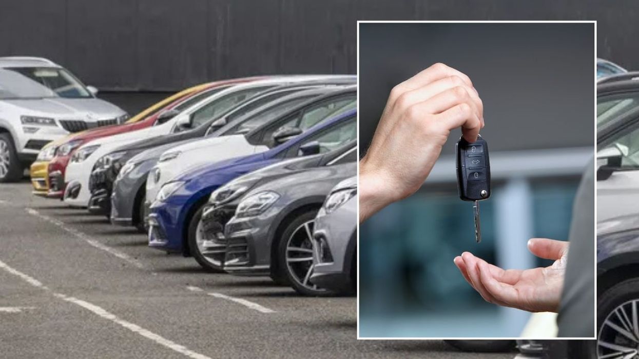 Car sales dealership and a set of car keys