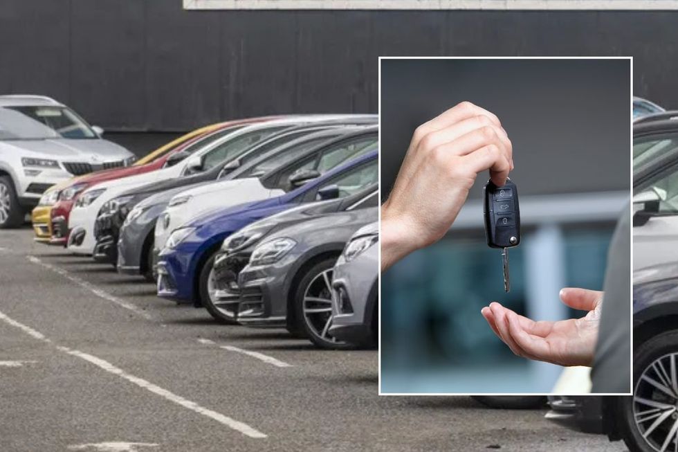 Car sales dealership and a set of car keys