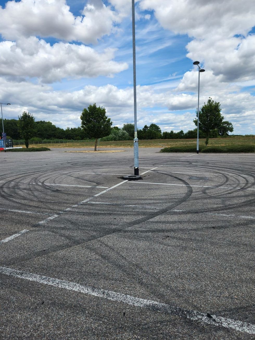 Car skid marks