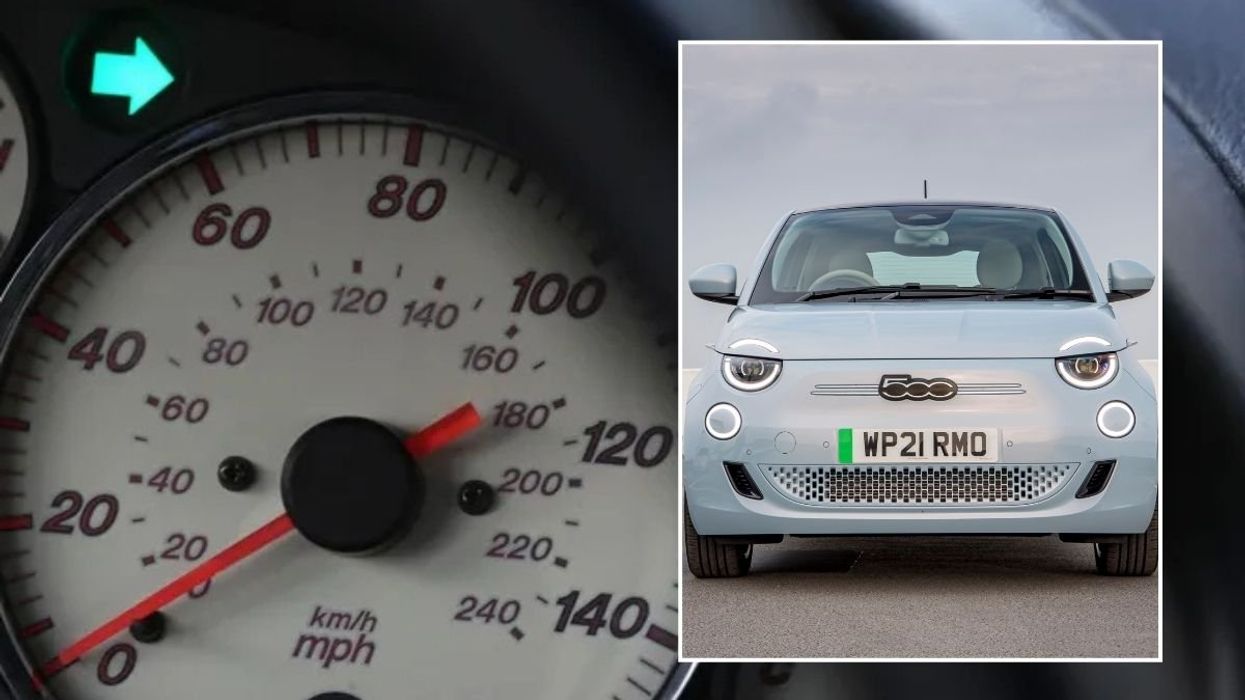 Car speedometer and a Fiat 500e