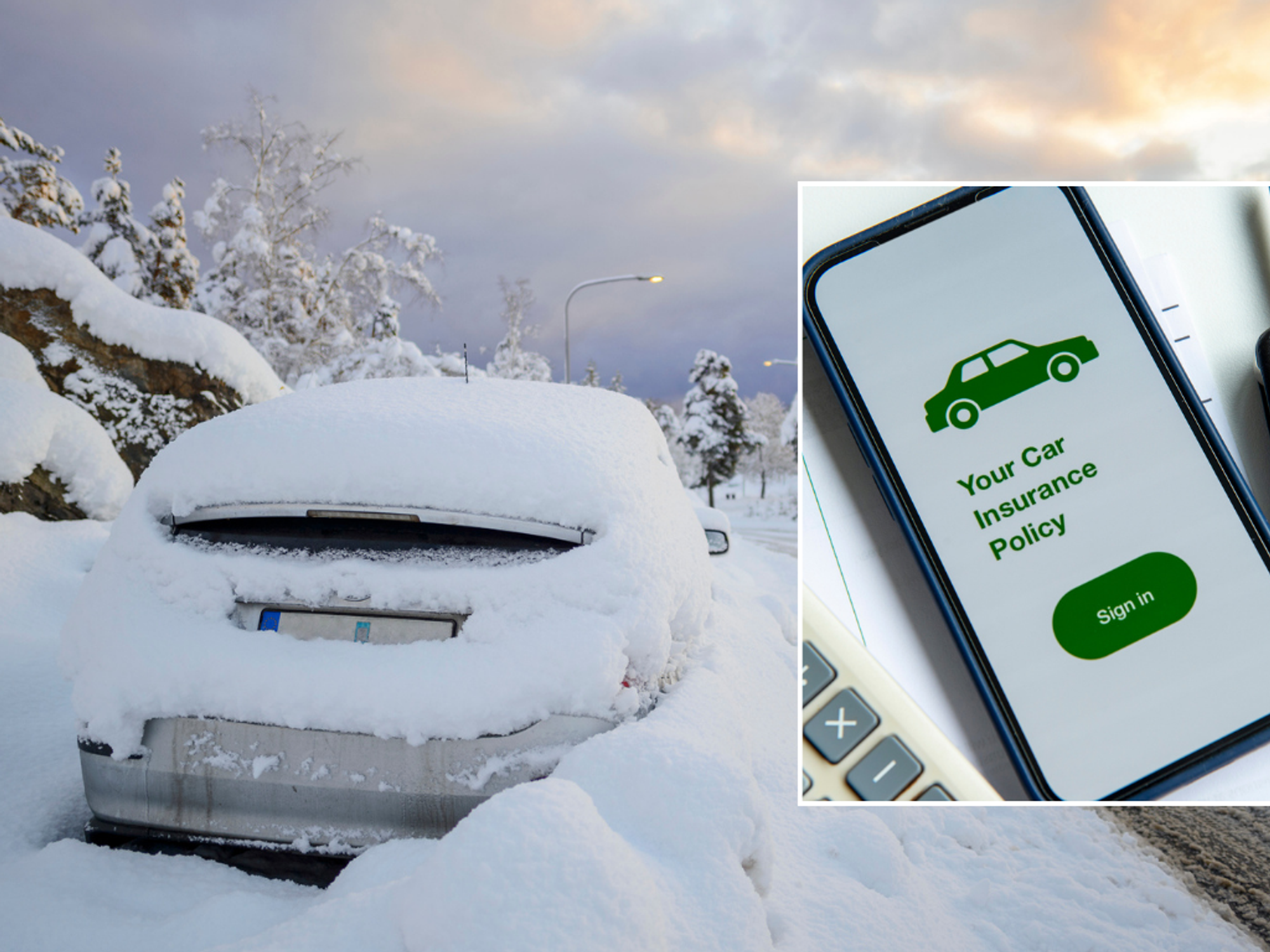 Car stuck in snow and car insurance policy