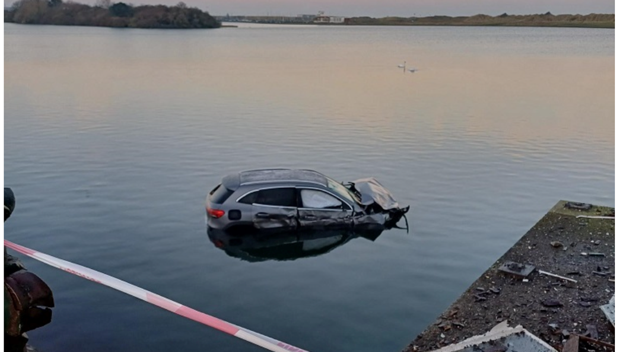Car submerged in a lake