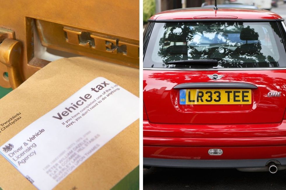 Car tax letter and number plate