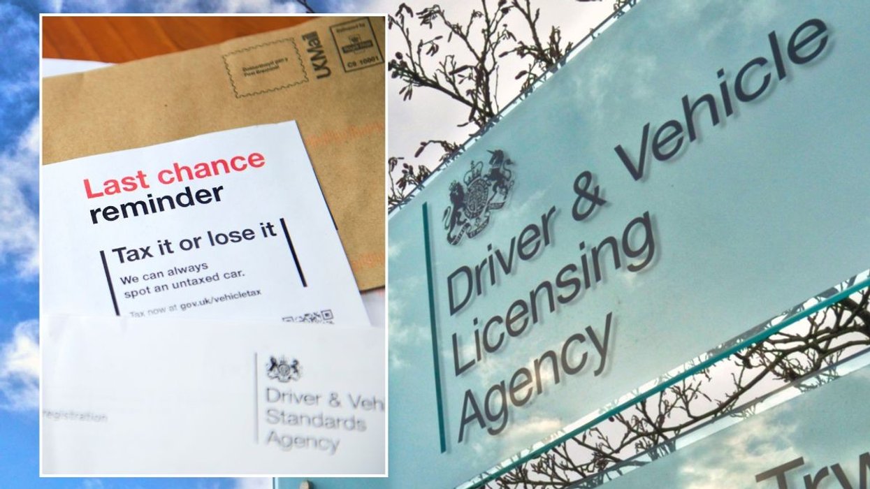 Car tax reminder and a DVLA sign