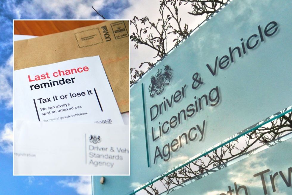 Car tax reminder and a DVLA sign