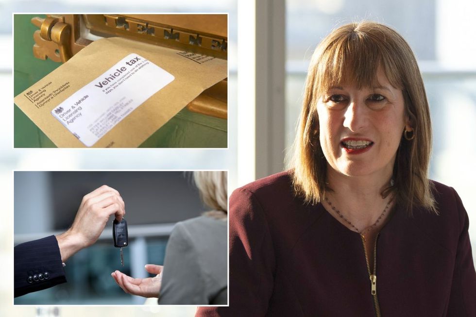 Car tax reminder letter, car keys and Chancellor Rachel Reeves