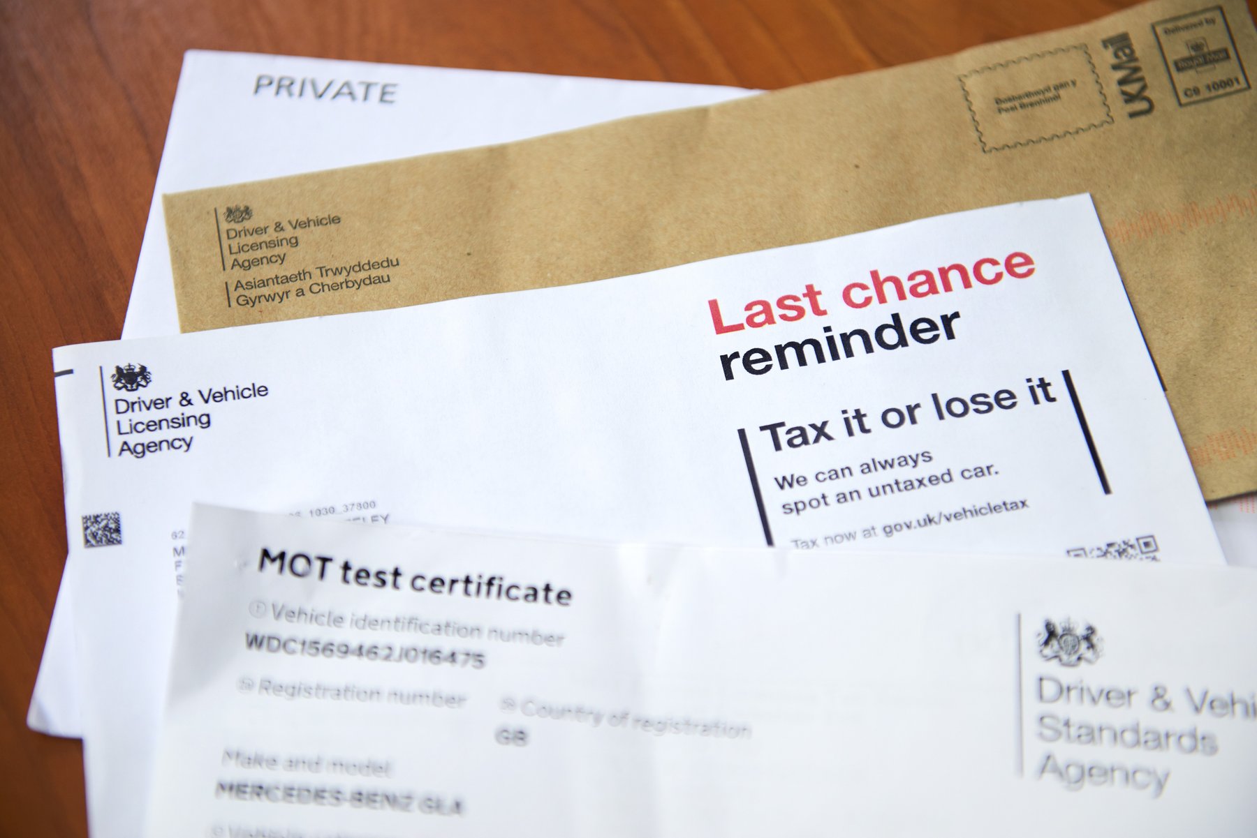 Car tax reminder letters