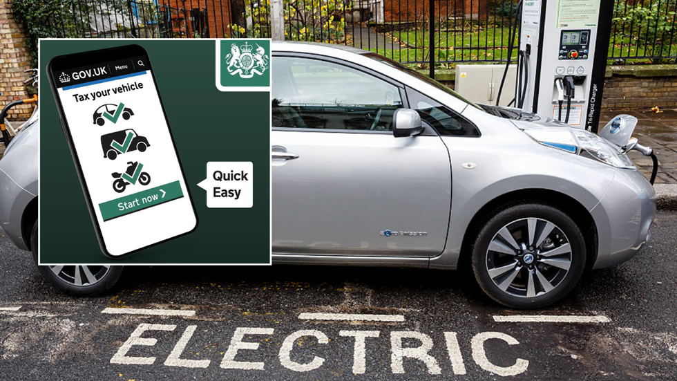 car tax sign and electric car charging