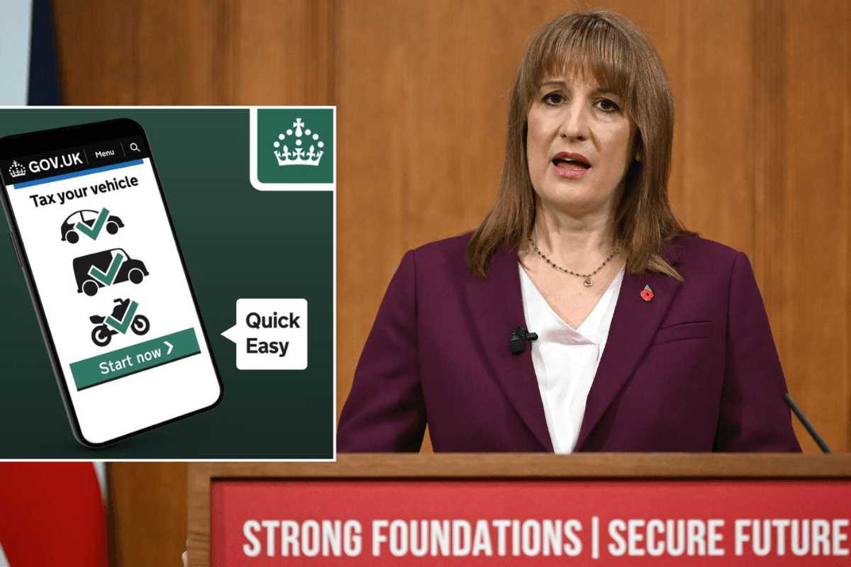 Car tax sign and Rachel Reeves