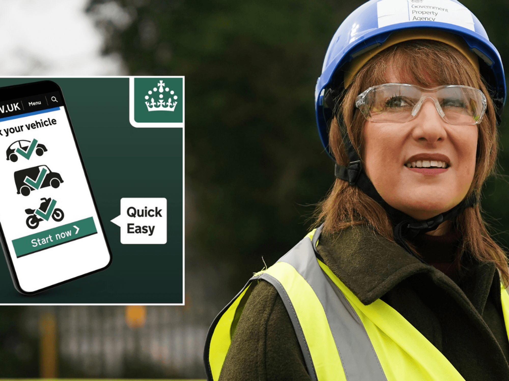 Car tax sign and Rachel Reeves