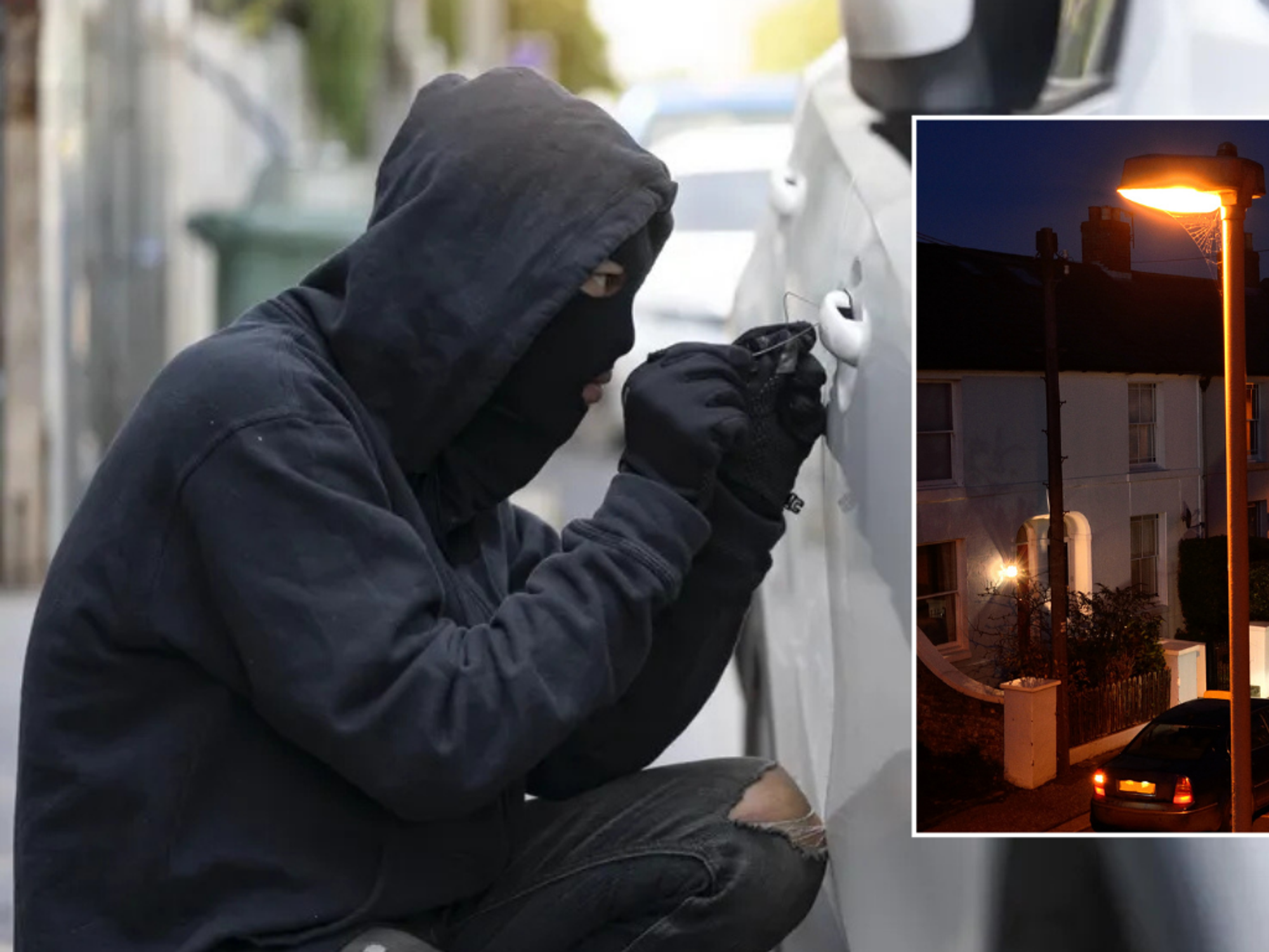 Car theft and parked cars in street