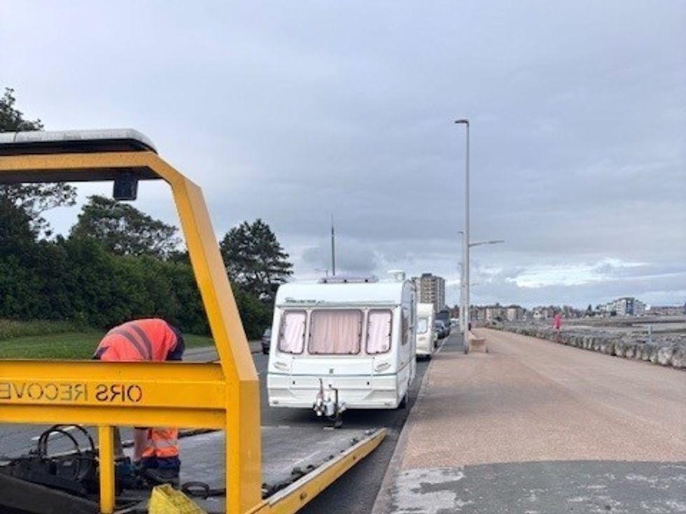 Caravan being taken away