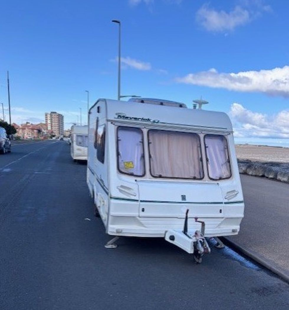 Caravan parked on promenade