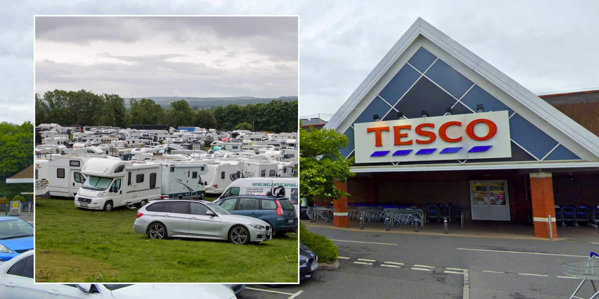 NextImg:Tesco car park taken over by travellers who 'harass shoppers and steal food'