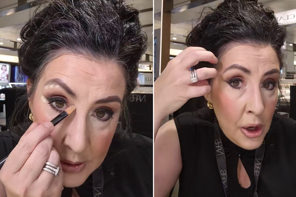 Carina showing followers how to apply concealer