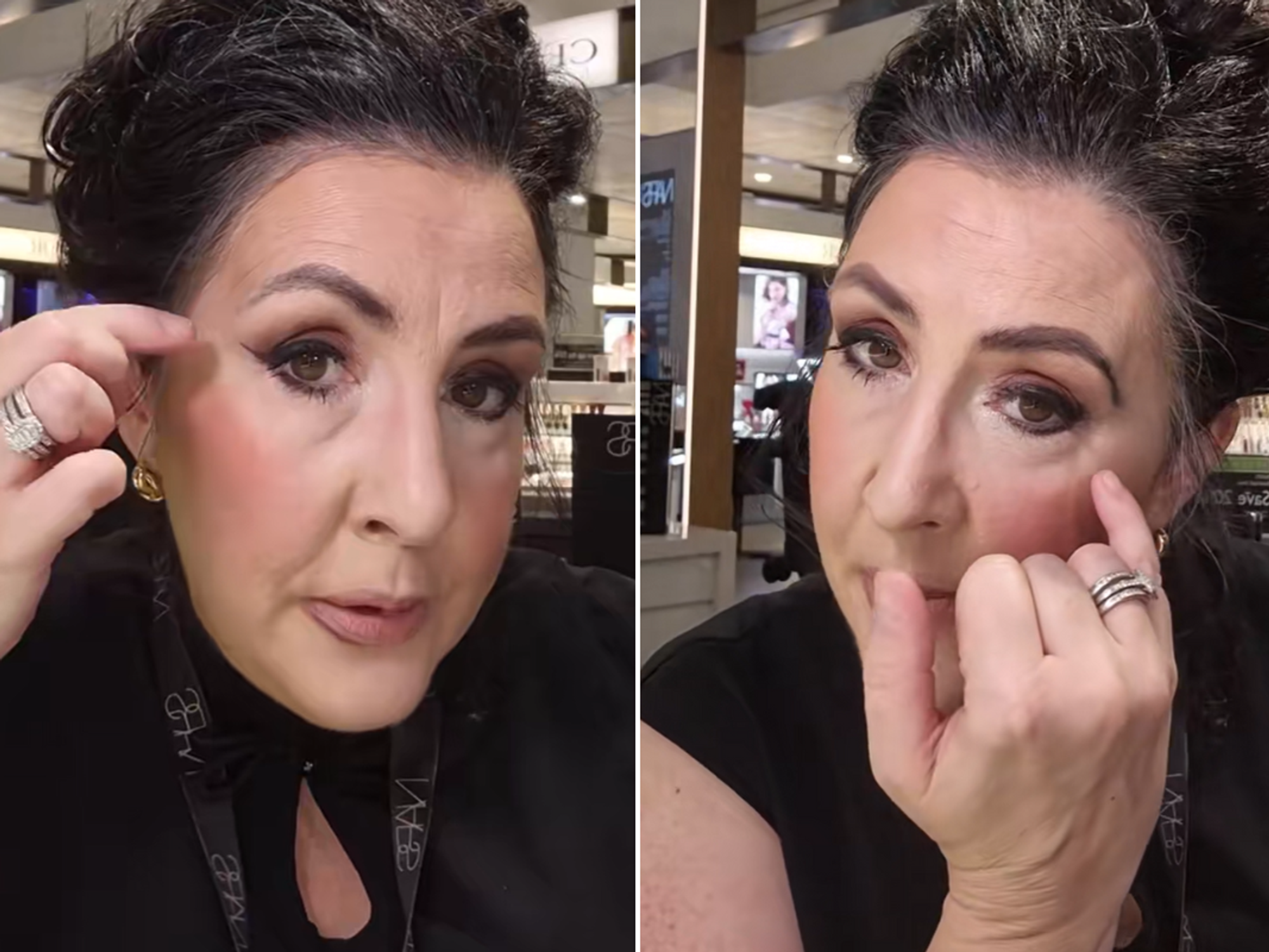 Carina showing the difference between her makeup 'do' and 'don't'