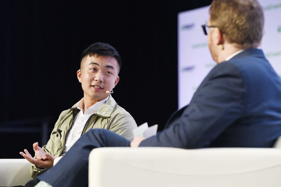 Carl Pei on-stage talking to TechCrunch Disrupt San Francisco