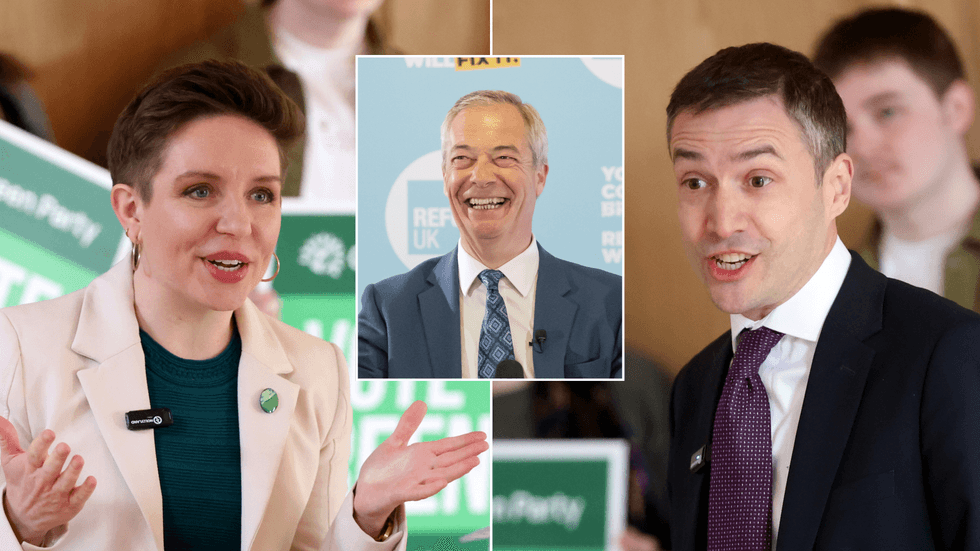 Carla Denyer/Nigel Farage/Adrian Ramsay