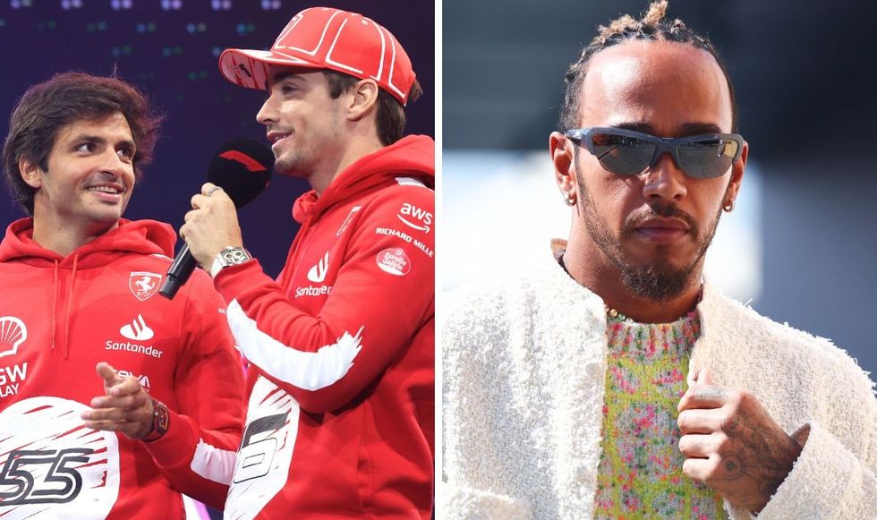 Carlos Sainz, Charles Leclerc and Lewis Hamilton