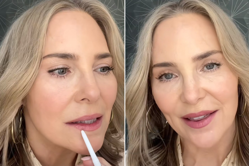 Carmindy Bowyer applying lip liner