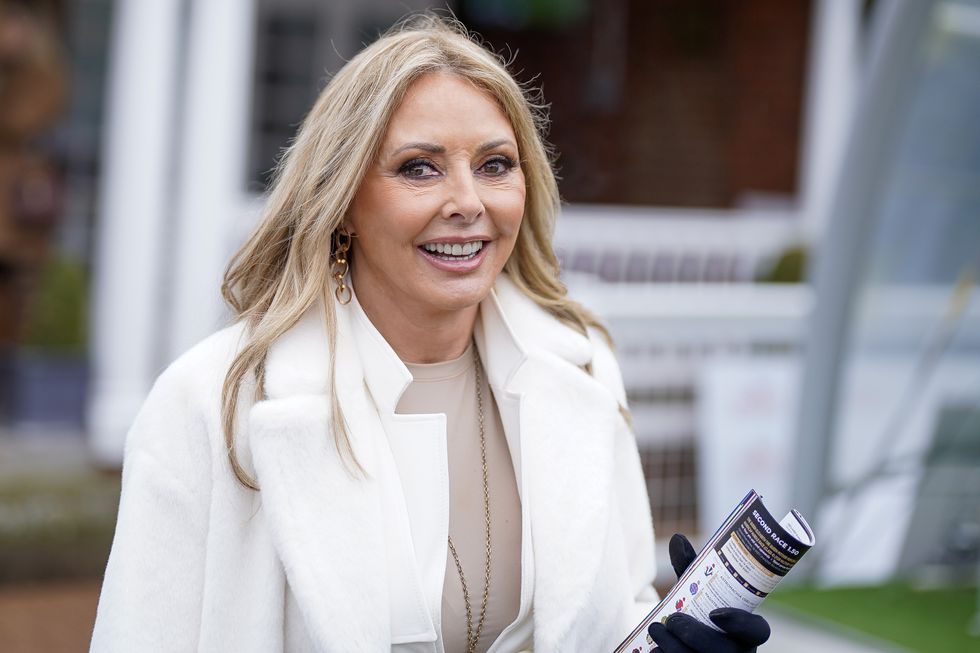 Carol Vorderman attends the races at Sandown Park Racecourse