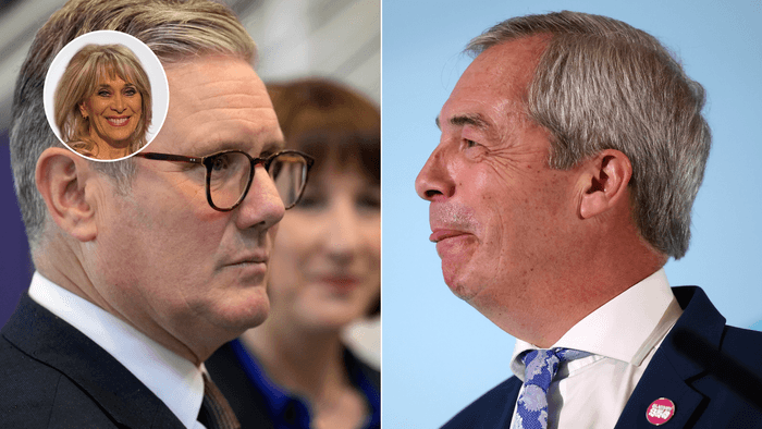 Carole Malone (left), Keir Starmer (middle), Nigel Farage (right)