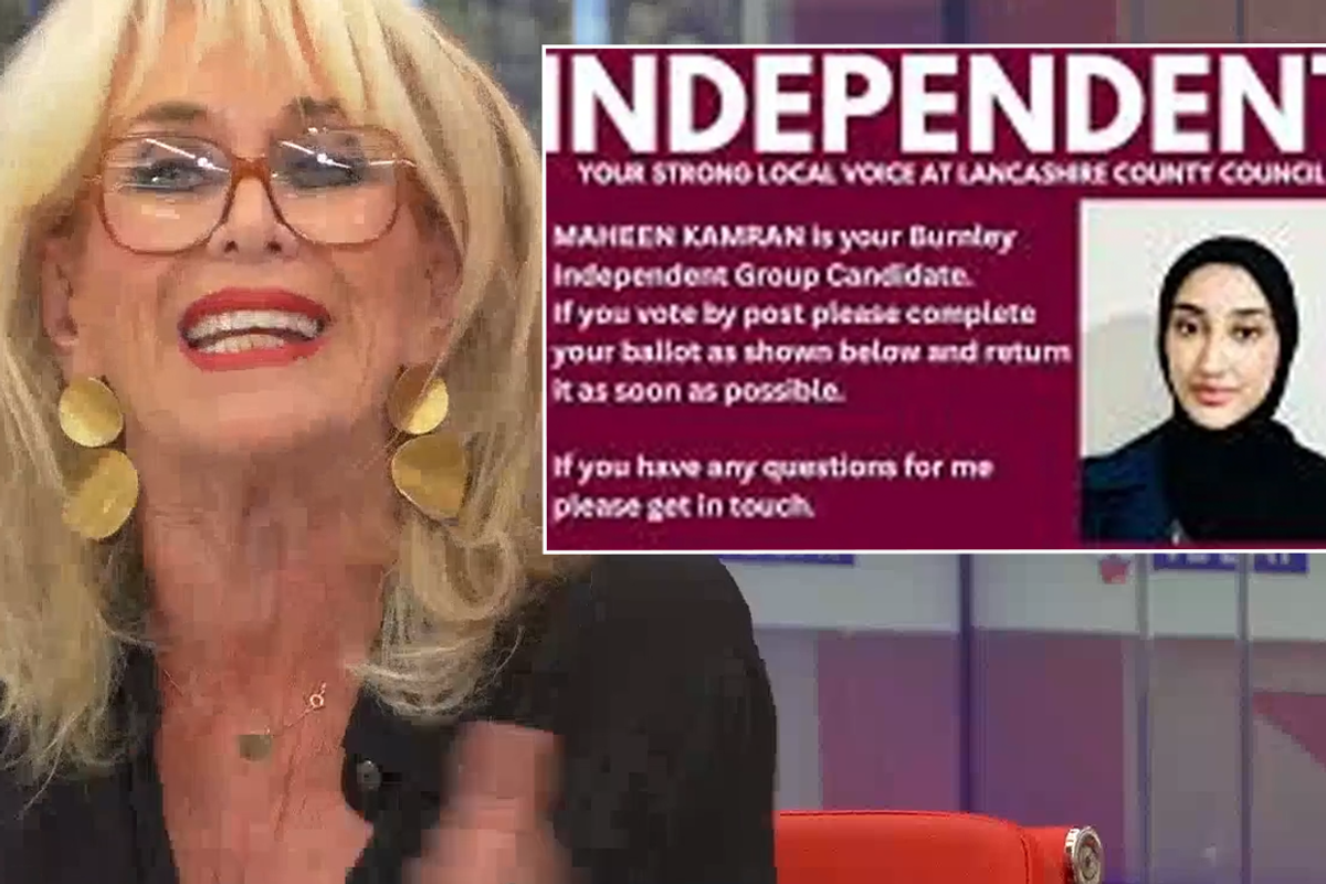 Carole Malone with an inset image of Maheem Kamran's campaign poster