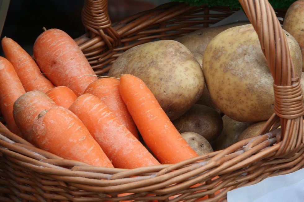 Carrots and Potatoes in a basket