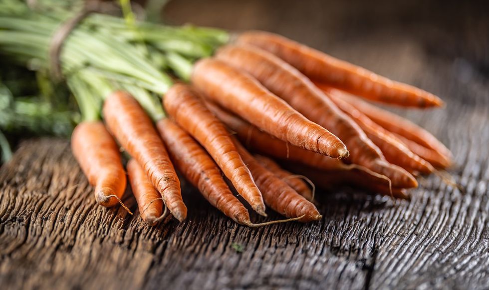Carrots on a wooden table