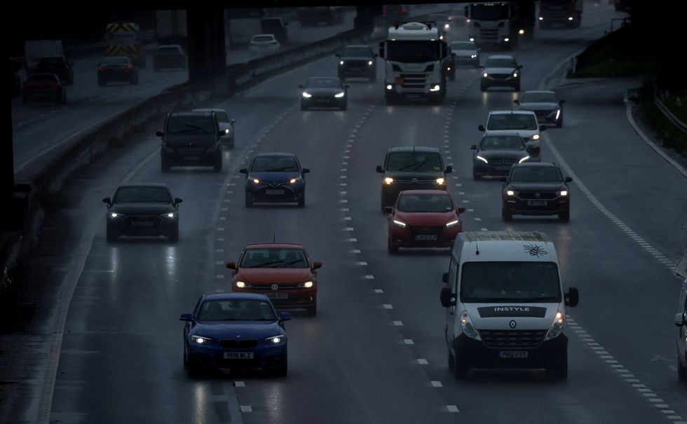 Cars driving at night