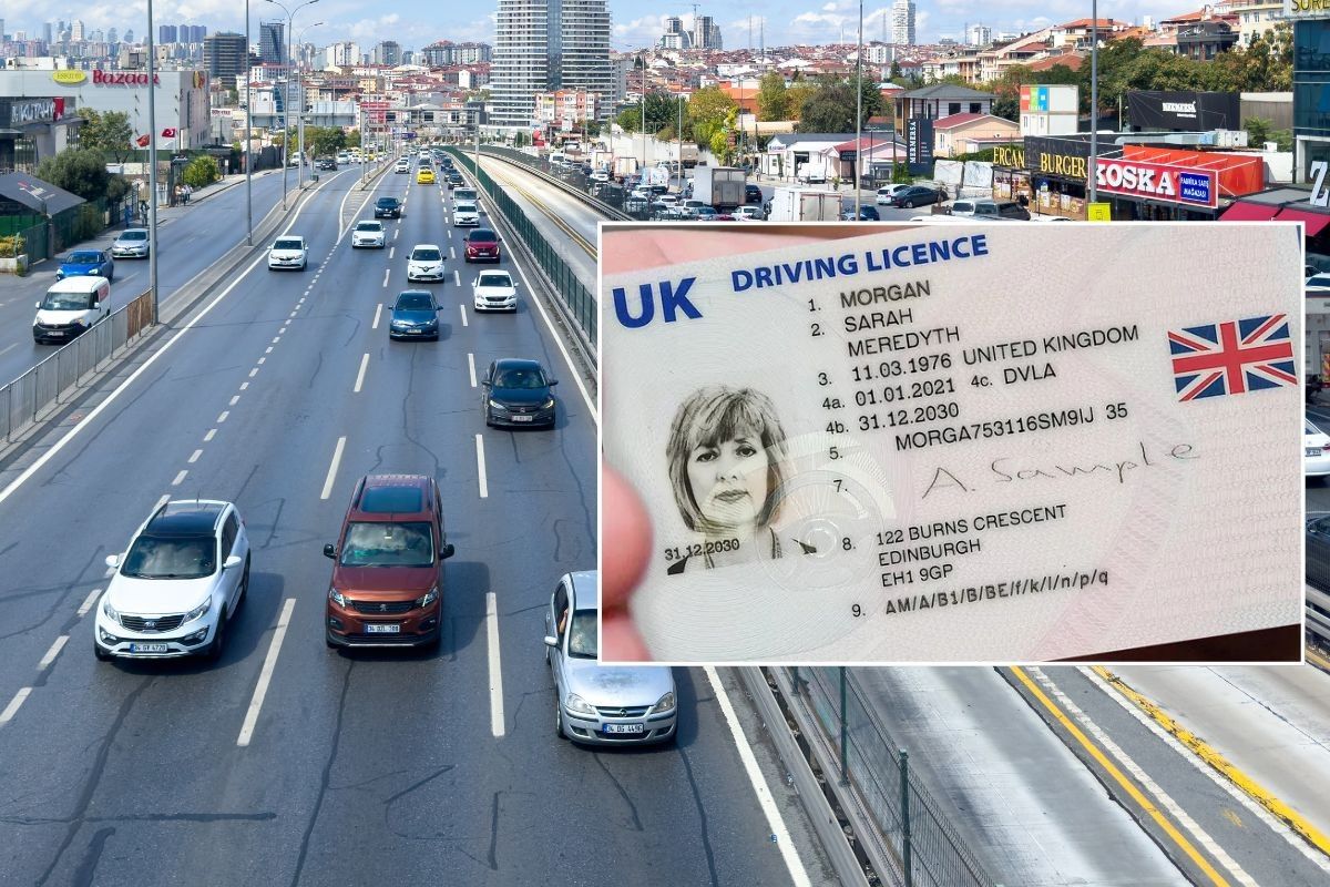 Cars driving in Istanbul, Turkey, and a UK driving licence