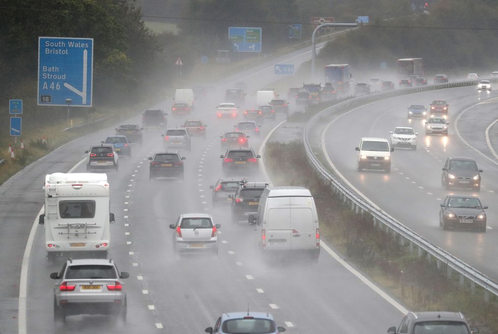 Cars driving on a motorway in the rain
