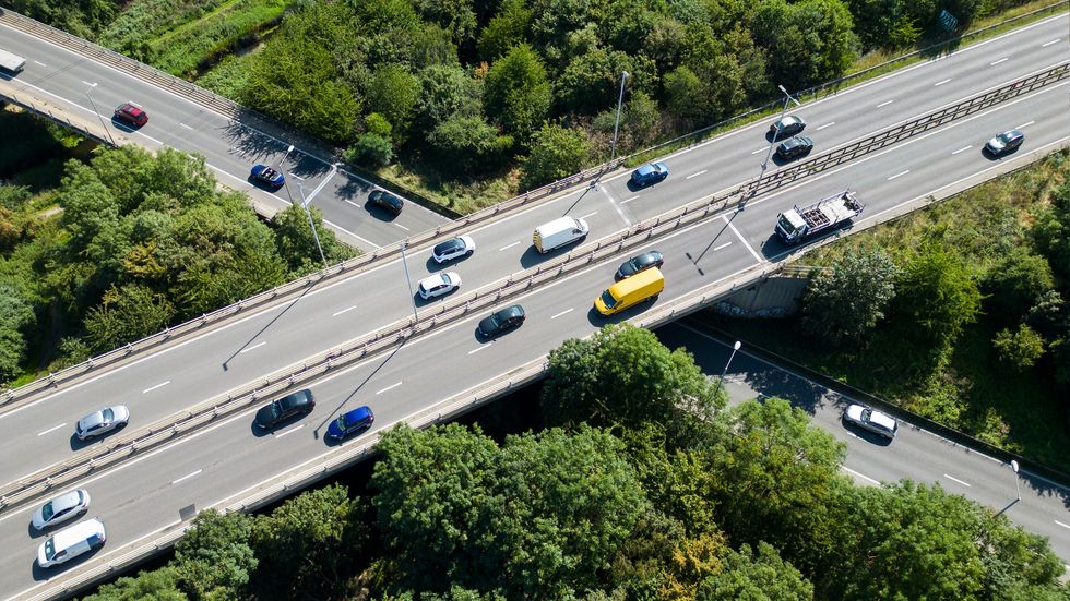 cars on bridge
