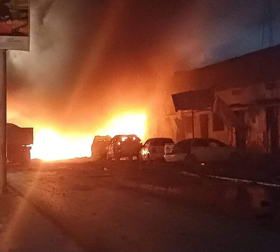 Cars on fire in Mogadishu