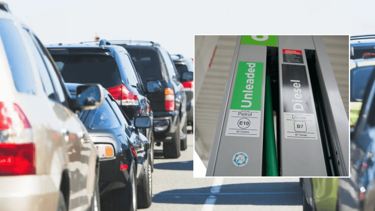 Cars on road and petrol and diesel