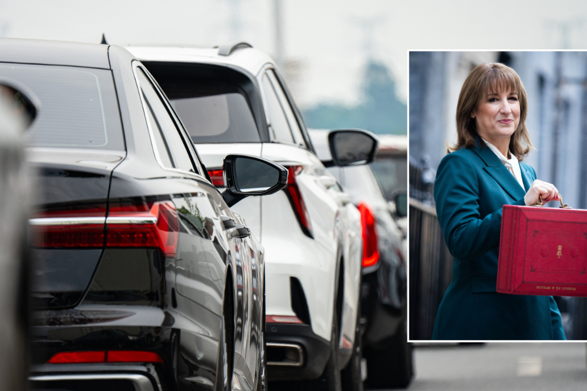 Cars on the road and Rachel Reeves