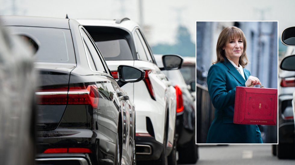 Cars on the road and Rachel Reeves