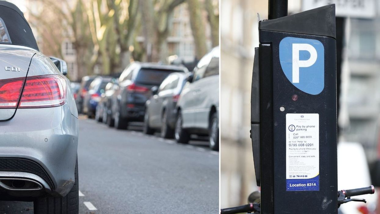 Cars parked and a parking sign