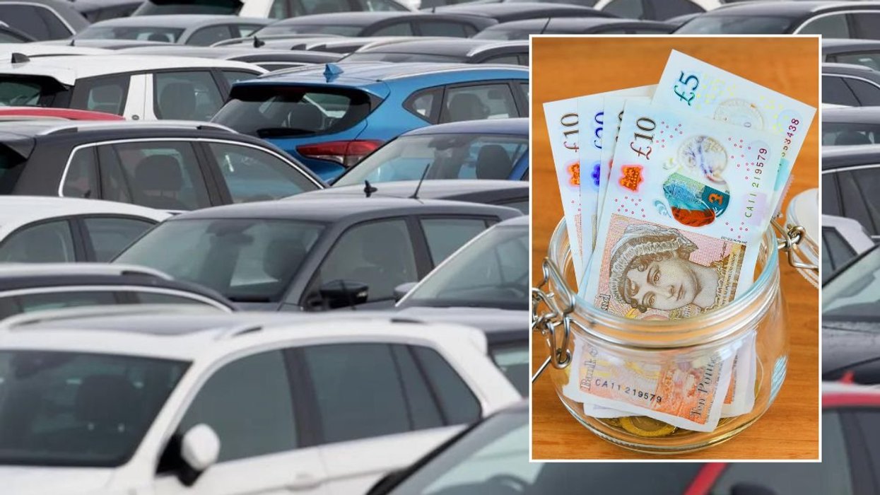 Cars parked and a pot of money