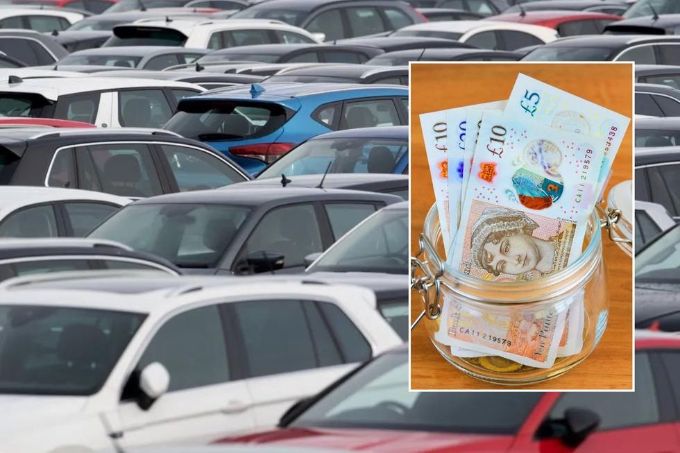 Cars parked and a pot of money