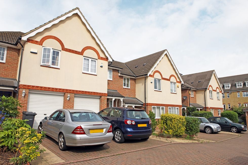 Cars parked in front of garage